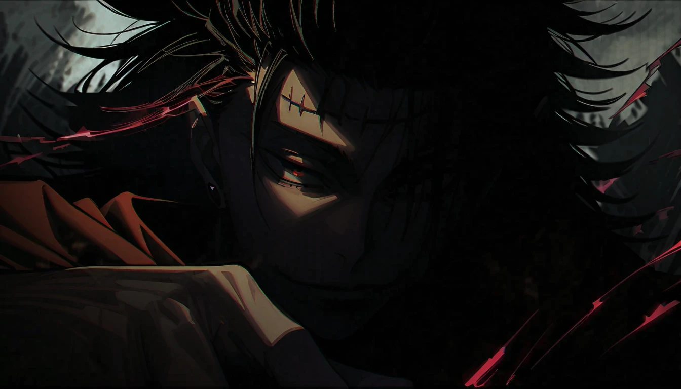 
---

"Create a dynamic and intense artwork featuring Yuji Itadori and Sukuna from 'Jujutsu Kaisen.' Yuji should be depicted in a powerful stance, with determination in his eyes, while Sukuna's malevolent presence looms behind him, embodying his sinister nature. Incorporate a glitch effect to symbolize the chaotic and unstable connection between them. Use sharp contrasts, fragmented visuals, and digital distortions to enhance the tension and complexity of their relationship."

---

