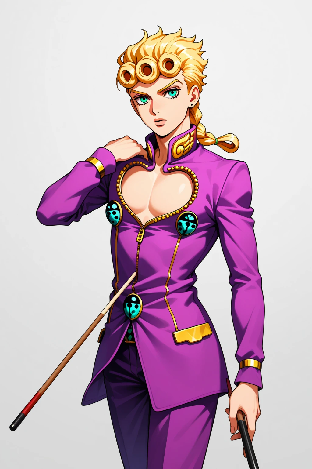 <lora:giornojojo:1.2> anime style, ((solo)). fullbody, pectorals, giorno, jojo, gionojojo, pink suit, pink top, 1boy, male, blonde hair, green eyes, eyelashes, clear eyes, character portrait ((colorful)) ((detailed dbackground, italy, night lights, 4k))