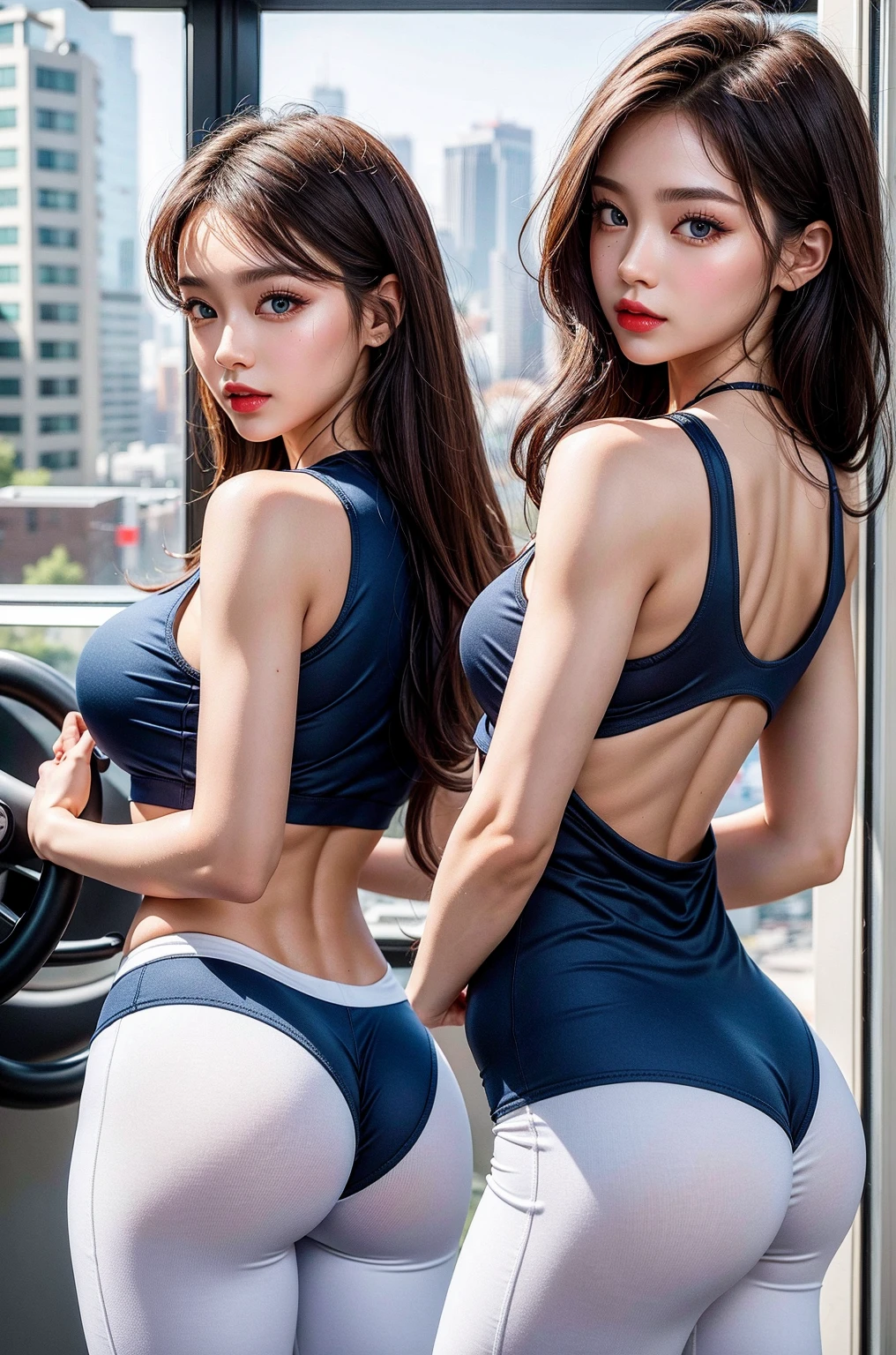 Photorealistic, high resolution, 1womanl, Solo, Hips up, showing off her curvascious ass, (Detailed panties), big athletic butt, hot pink panties, very intimate panties, her panties are extremely detailed with inseams and elastic stitching, just a tease, covering half her butt cheeks which are pertruding out at the lower viewer, in your face 3d, red wild unkempt hair, Long hair, Street attire skirt and fishnet stockings with runs, jewelry, Backf tattoo, push-up bra, big firm boobs, perky nipples pertruding through bra, bra is lacey and frilly and Royal purple, snug cotton micro skirt, hot pink panties revealed, upshot, view from lower behind, Women looking down at viewer