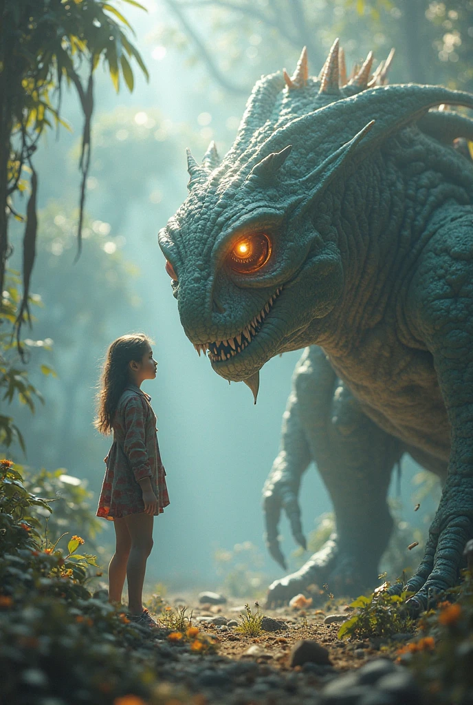 (extreme close-up) photo of a (scared:1.1) (19th century girl:1.2), (rainy forest:0.9), (tall grass:1.2), (giant old dead alien monster in the background:1.2), wet, sunrays, insane details, cinematic, epic realistic, intricate details, hyperdetailed, high quality, RAW, hdr, by Jakub Rozalski