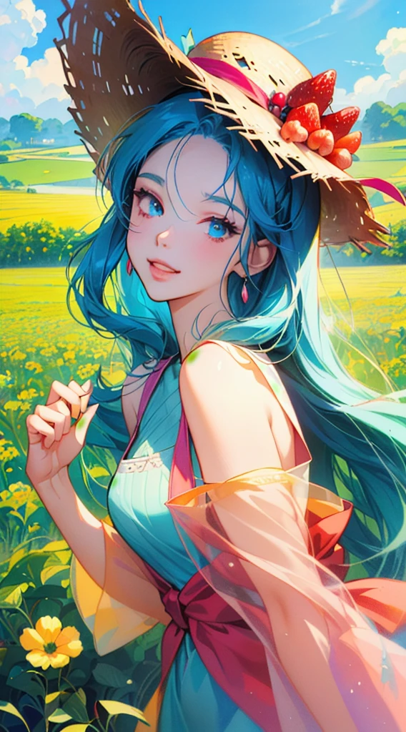 sunset,Girl lying in a comfortable hammock in a colorful garden,navy frange indigo long hair、Beautiful girl with twin tails、Adorable big smile、Relaxing in a hammock from the top of a mountain looking out over the valley below、,A soft breeze gently rustles the flowers and grass around her.,Relaxed atmosphere,Surrounded by lush greenery,Natural Beauty,Peaceful and serene,Feeling totally relaxed and carefree [Beautiful attention to detail,Beautiful lip detail],Wearing a loose summer dress,Immerse yourself in a fascinating book,background,A small waterfall flows slowly,Laid-back clouds floating in the clear blue sky,Birds chirping happily,Creating a harmonious melody,Evokes a sense of peace and calm,Artistic and dreamy landscapes,masterpiece:1.2,High resolution,Very detailed,Realistic,Studio Lighting,Vibrant colors,Soft and warm color palette, best quality, ultra highres, masterpiece:1.2, ultra-detailed, realistic:1.37, photo-realistic, HDR, studio lighting, ultra-fine painting,ultra sharp focus, physically-based rendering, extreme detail description, professional, vivid colors,insane tmasterpiece,ultra_high-quality,ultra_high-details,ultra_high-resolution,ultra_high-definition,Dark-Moody background Eiffel Soft-Bokeh-Effect High-End Deep-Focus Bokeh Ray-Tracing Sophisticated Ambiance fleuraison.reflection,transparent,varies,multi,etc. --v 6 --s 1000 --c 20 --q 500 --chaos 100