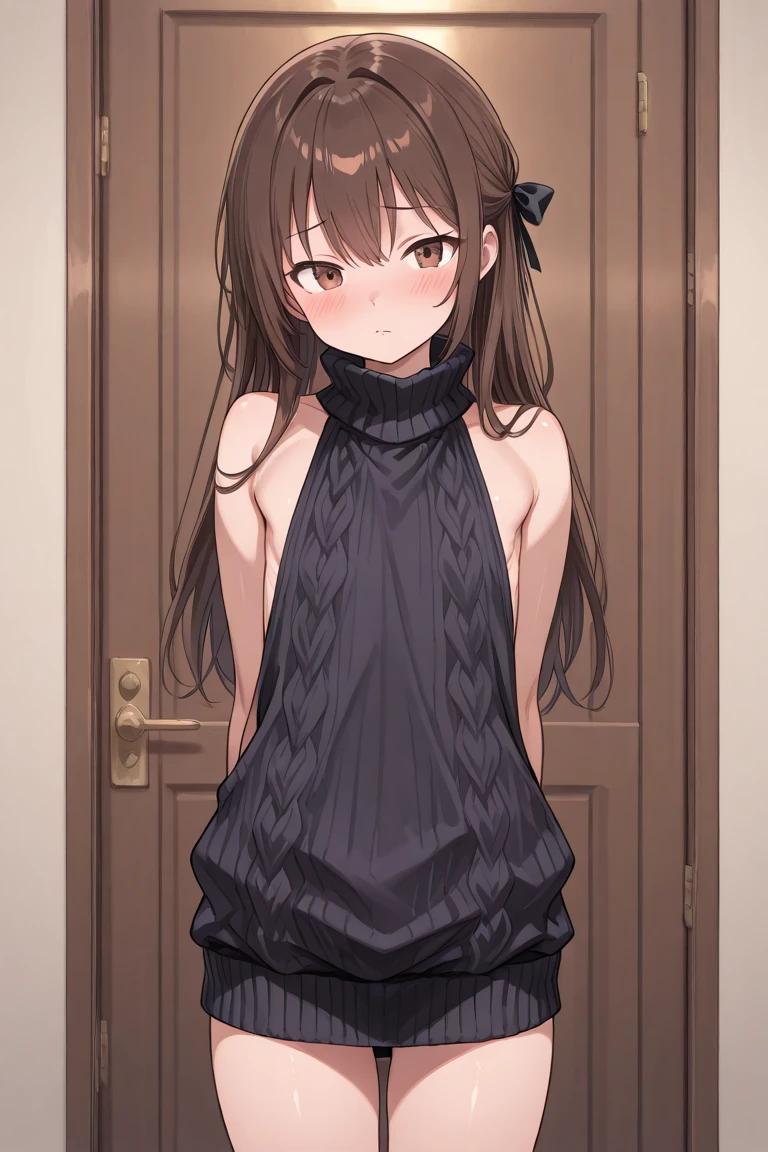 Chica hermosa, falda corta negra, vestido levantado, bragas visibles negras, escote, remera negra, By the chestnut, impresion, sonrojada, linda chica, antes del sexo, sudada, bragas apretadas, upskirt