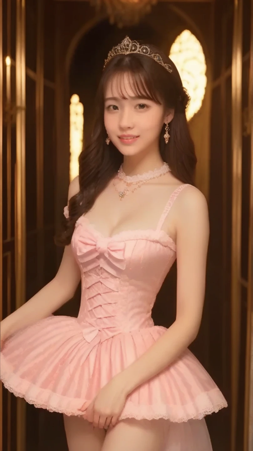 Beautiful images of princesses,(1beautiful girl), (Beautiful girl in princess dress:1.5),Ultra high-definition images,fullbody image, Amazing face and very detailed beautiful face), (The sexiest look), (Beautiful breasts:1.2), (Best Quality:1.4), (Ultra-detailed), (extremely detailed CG unified 8k wallpaper), Highly detailed, RAW Photos, Professional Photography, a scene from a movie,Your smile is so cute、Long hair style、Make the color scheme stronger、