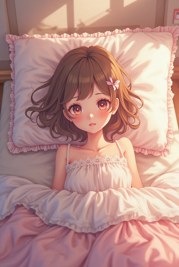 Infant body type、shorthair、Blonde、Sleeping face、Bed