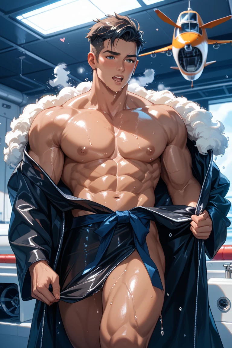 (Masterpiece, Best quality), Man, Wear miniature thongs  ((White micro-thong:_Pattern_designs_thongs_perspire_massive pec_Get wet all over your body)) , Bio-luminescence_water_world, wide angles, atheletic body, Male, Shiny_skin, musculature，Silver-eyed orange，Nail shape, determined expression, Small waist, broad chest, large mane, Muscular , illustration, watercolor ink sketch,(large bulge)，(Big eggs)，Japanese radish，Split legs，Glans，((Crotch propped up))，((Thick body hair))，(hand touching crotch)，Armpit hairy，(Bottom-up view)，Rounded buttocks，Your hips are forward，((Clothes are soaked))，Hard，(There is a lot of white liquid on the body)，butterflys，((Extremely detailed, extremely detailed legs, extremely detailed arms, Extremely detailed face, Perfect Detailed Eyes, perfectly detailed ???????))，(a broad shouldered)