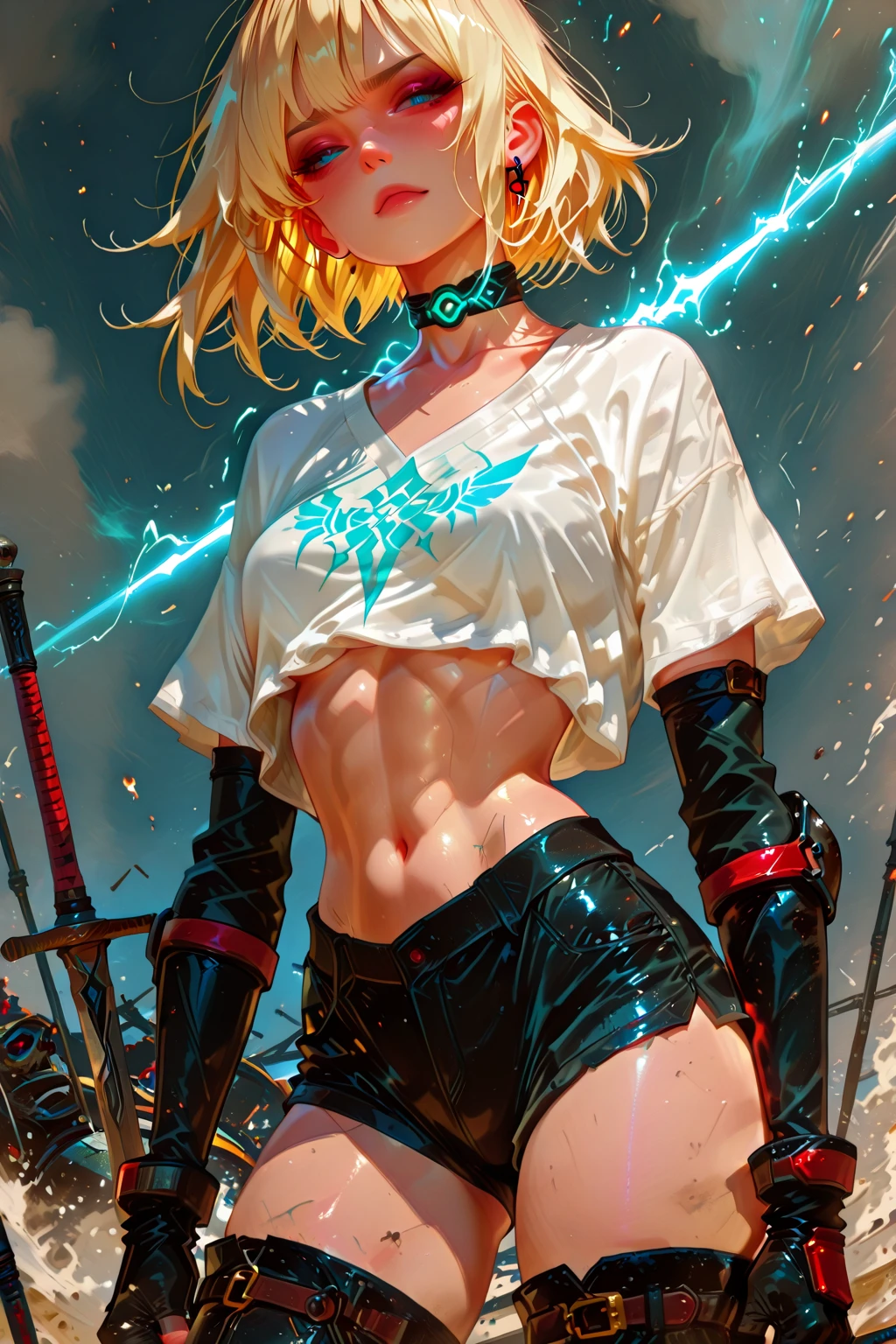 (masterpiece, best quality), 1girl, French blue Tousled Hair with Undercut, flat chest,  <lora:Babe_in_space_LyCORIS:1> babe