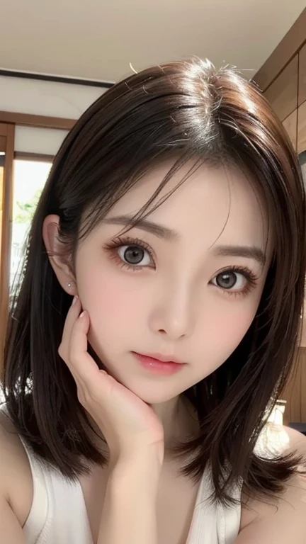 table top, highest quality, shape, Super detailed, finely, High resolution, 8k wallpaper, 完璧なダイナミックな構shape, beautiful and detailed eyes, tokyo trend冬ファッション,tokyo trend＆Introducing cute hairstyles at random, small breasts, natural color lip, random sexy pose,cute smile,big city、20 year old girl、beautiful and detailed face、perfect and beautiful face,Big eyes、fluffy black winter clothes(dress)、beautiful detailed face、perfect and beautiful double eyelids、blur the background、perfect and beautiful face、Bedroom in a luxury apartment、Blur background,small face、slim face and body