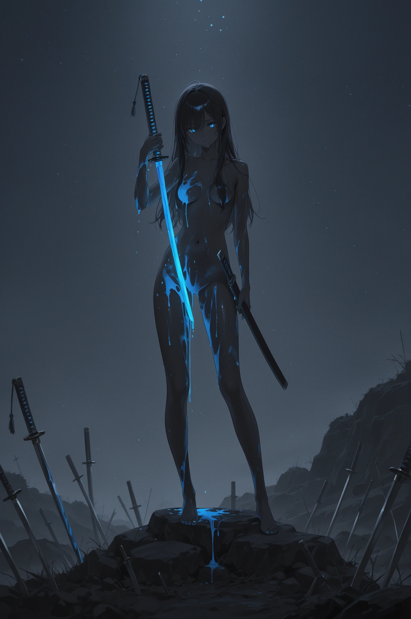 (纯black silhouette,Silhouette of a naked heroine, dancing with a sword:1.5),GLOWING SWORD,(fighting pose，强that&#39;s all姿势:1.4),on the lake，High contrast, cinema lighting, mysterious atmosphere,，Lotus flower，lotus leaf，corrugation，(Splashing water;1.4)，moon, unsteady moonlight，that&#39;s all，swordsman，Kung Fu，contrasting black silhouette，Extreme shooting with backlight,太阳上上电影出black silhouette(No color or details),Creates strong contrast with a bright background