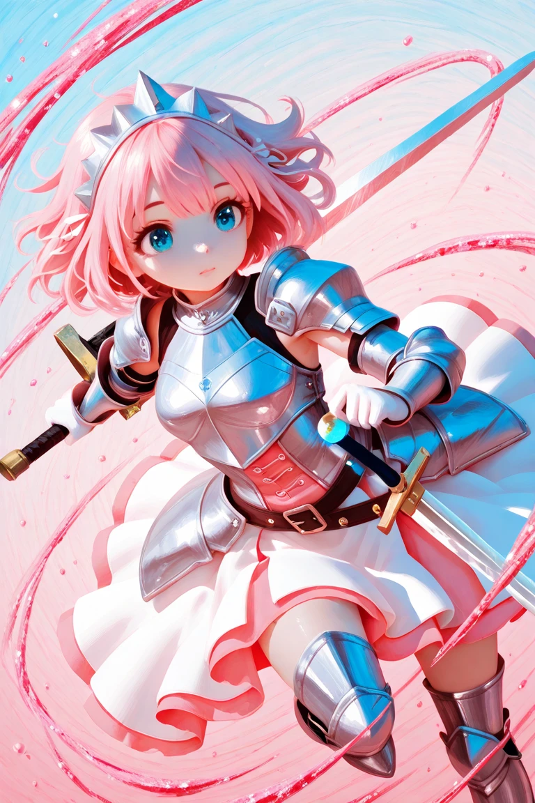 (((traditional media))), (symmetric, highres, absurdres, novel illustration, promotional art, game cg, exceptional, best aesthetic, best quality, masterpiece, extremely detailed:1.0), solo elphelt valentine, blue eyes, pink hair, short hair, rabbit ears, cleavage, bridal veil, spiked hairband, juliet sleeves, wedding dress, white dress, ((long dress)), red gloves, clover, shoulder spikes, red belt, red ribbon, <lora:elphelt valentine (xrd sign):1>