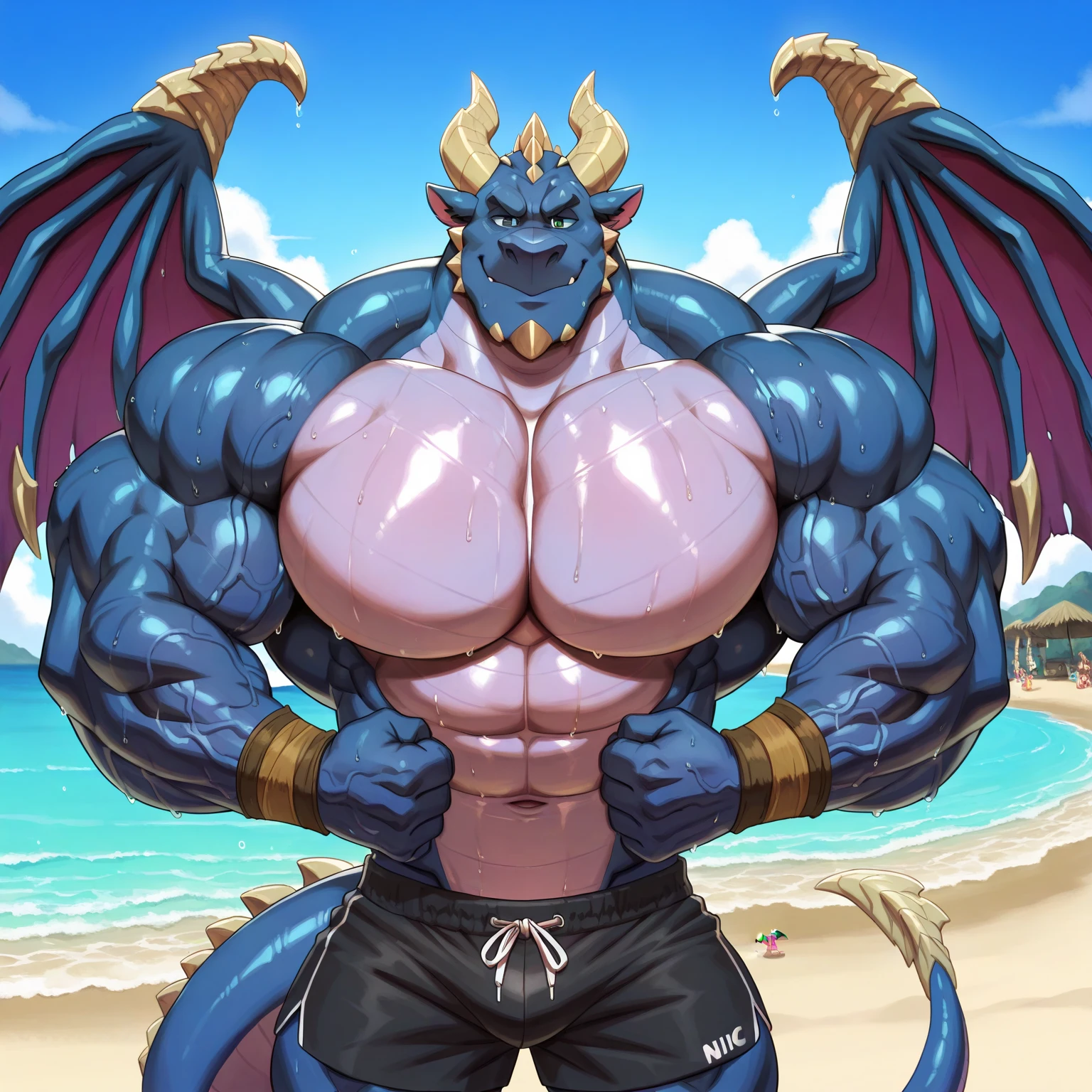 non human, masterpiece, best quality, highly detailed, a clear image, multiple slim muscular bulky female anthropomorphic sexy busty purple dragons, whole body, entire body, a full-body photograph, sexy pose, bulky body, thicc body, muscular thights, chunky muscles, large breasts bursting, Necklace, Accessories, large breasts, big breasts, busty, giant wings, landsize body, gaintess, village, breats bursting, muscle bursting, voluptuous, buxom, chunky body, chunky muscles, gym, full body photograph, anthro cynder, cynder, plump breasts, chunky breasts, wet, sexy posing, mega milk, hanging breasts, wearing body harness, ripping clothes, pumping muscles, giant wings, tank top, ripped muscles