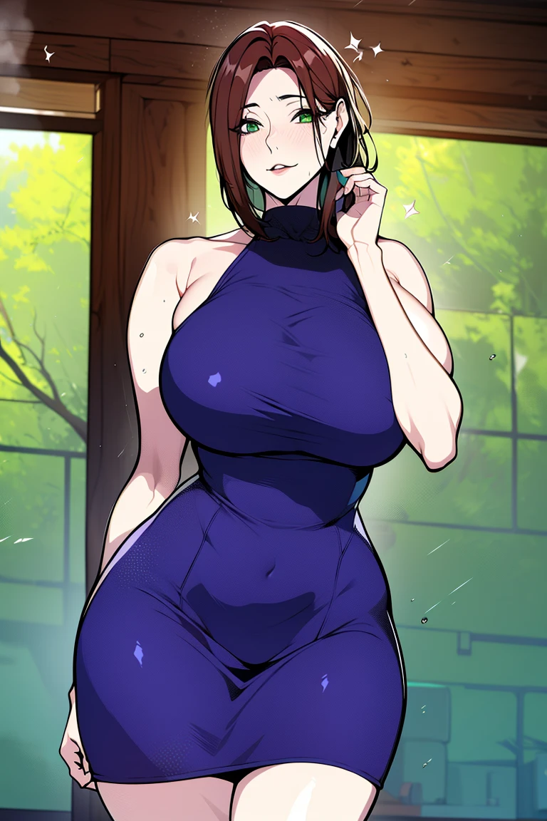 Garota anime com peito pequeno posando nua em um quarto, grosso, [ arte digital 4k ]!!, garota anime sedutora, Oppai, roupas reveladoras, tocando suas roupas, seios pequenos!, breasts covered and SFW, sorriso provocador, , com seios grandes, cabelos castanhos e um corpo perfeito, seios pequenos!!, (SFW) seguro para o trabalho