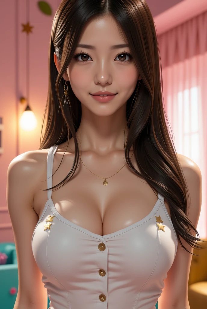 {{{{{1 girl}}}}}, {{{{{solo}}}}}, most beautiful photo, complex, high detail, sharp focusing, dramatic, bedroom at night, {{{{{{photo}}}}}}, 
{{{short torso}}}, {{{very long legs}}},  {{{very thin waist}}},  {{{very small hip}}}, {{{{{very small head}}}}}, {{{{{very oversized well-rounded breastshes
 like huge watermelons}}}}}, {{{{{gathered breasts}}}}}, 
 {{{distinct clavicle}}}, {{{distinct cleavage between breasts}}}, 
{{{white skin}}}, {{{light brown hair}}},{{{{{{25 years old}}}}}}, {{{{waist shot}}}}, {{{emotionless face}}}, {{{looking at the viewer}}}, {{{{{chest height perspective}}}}}, {{{white tube micro mini dress}}}, {{{{body  consious dress}}}},{{{sleeveless dress with a plunging neckline fully exposed cleavage of the breast}}}, bare legs, bare navel,  narrow white choker,