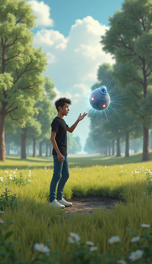 Young boy going through 3 magical portals of different fantasy mutes. Pintura digital