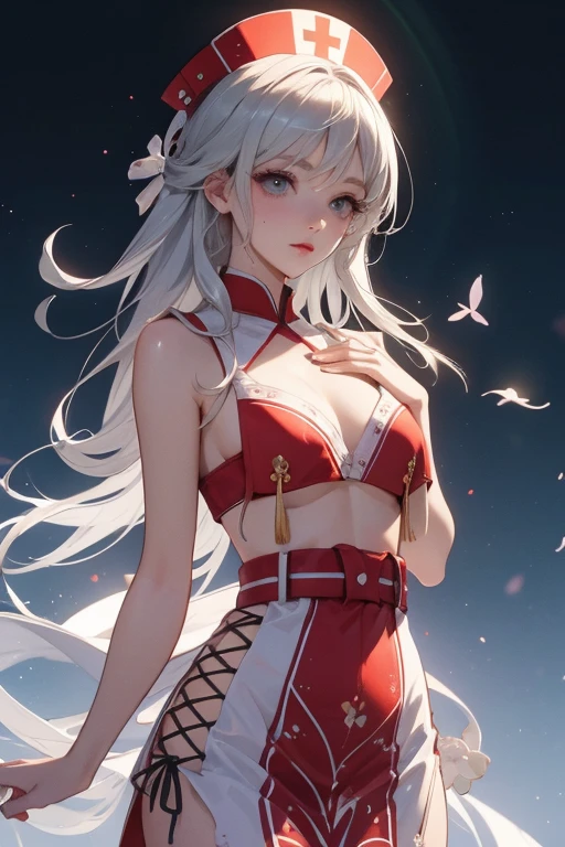 Barefoot woman(30-years old) , (strongly tanned skin:1.7)、 (White hair)、(Samurai style black and gold kimono:1.0)、(two swords)、Bare shoulders, Double eyelids, Parted lips,Solo,(cleavage)、delicate and sexy(鎖骨:1.3), (Shiny skin:0.8),(masutepiece:1.4),(Best Quality:1.4),glossy red lips, Perfect Abs, Wet(full of sweat)、low angles, (from below angle), High detailed skin, Skin pores,