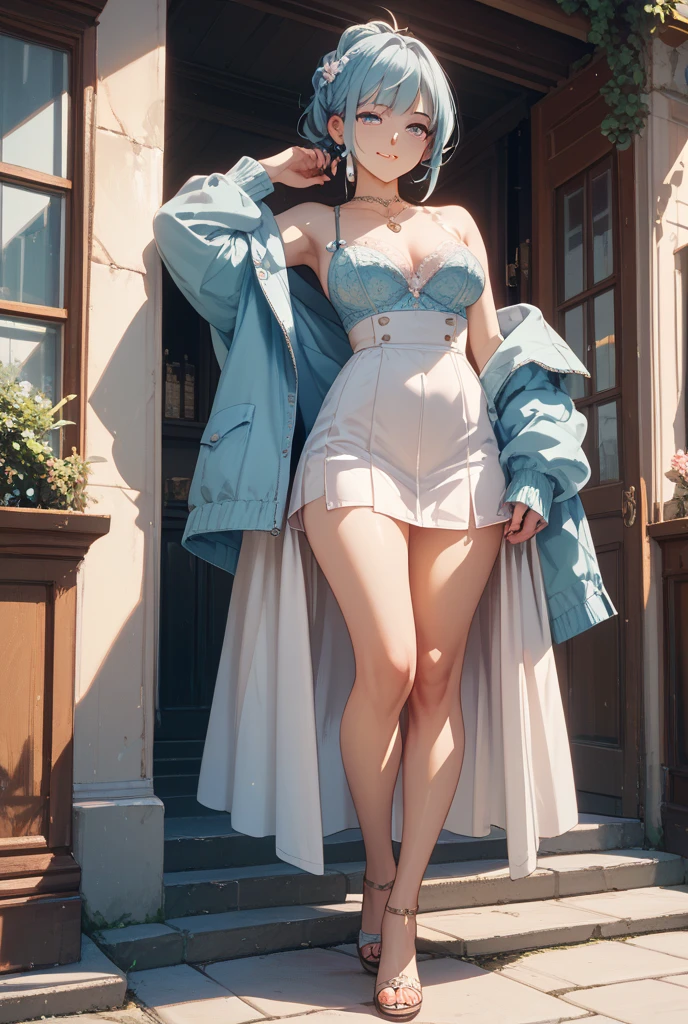 gorgeous blue hair,teenage wife,Bigchest,Real-time 2D images