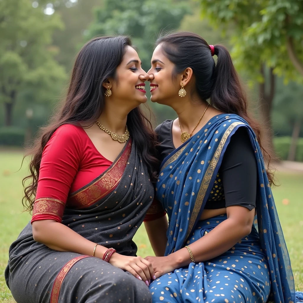 Fair skin Indian mom with 60 years of age in saree with big  kissing her young adult son