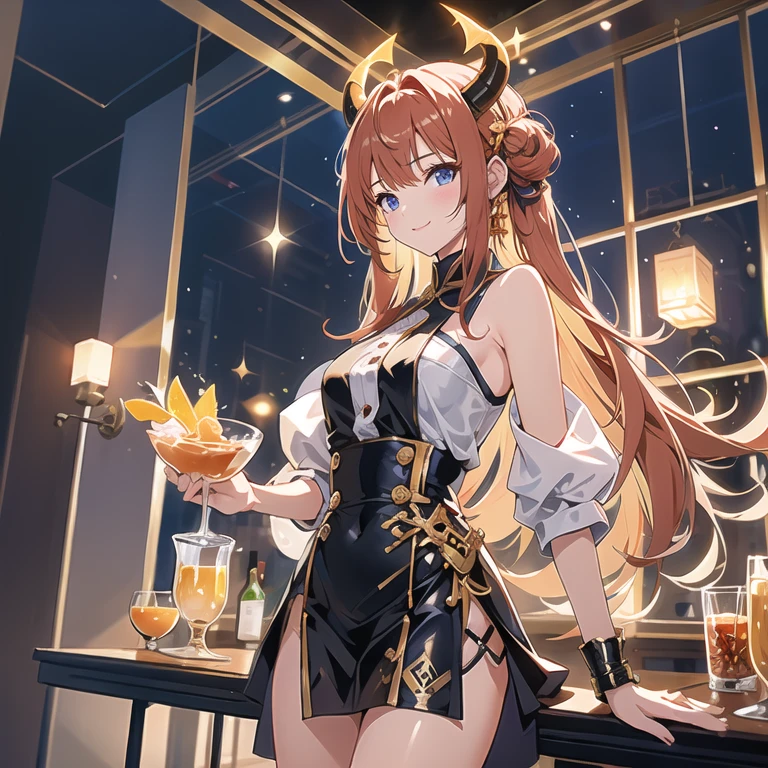 (masterpiece, best quality), best resolution, (2heads:1.5), 1girl, orange hair, long flowing hair, smiling, grinning, open belly, white-orange crop top, white miniskirt, open breasts, curls, sexy pose
