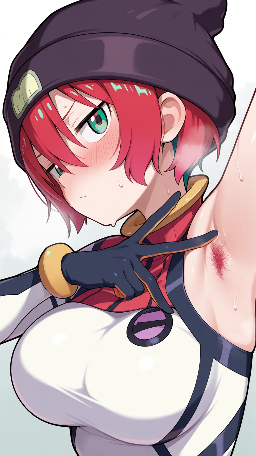 (perfect body),highest quality,16k、Masseter muscle part、((NSFW))、(())、low length、((((embarrassing))))、:o、Are crying、Tree Fe○lumes、short hair、(blue eyes),redhead、Pigtails、((Sweat))、((flat chest))、swollen nipples、(bedroom at night)、Light blue striped bikini、both armpits、Hands restrained behind the head、thick thighs、spread your legs、Are sleeping