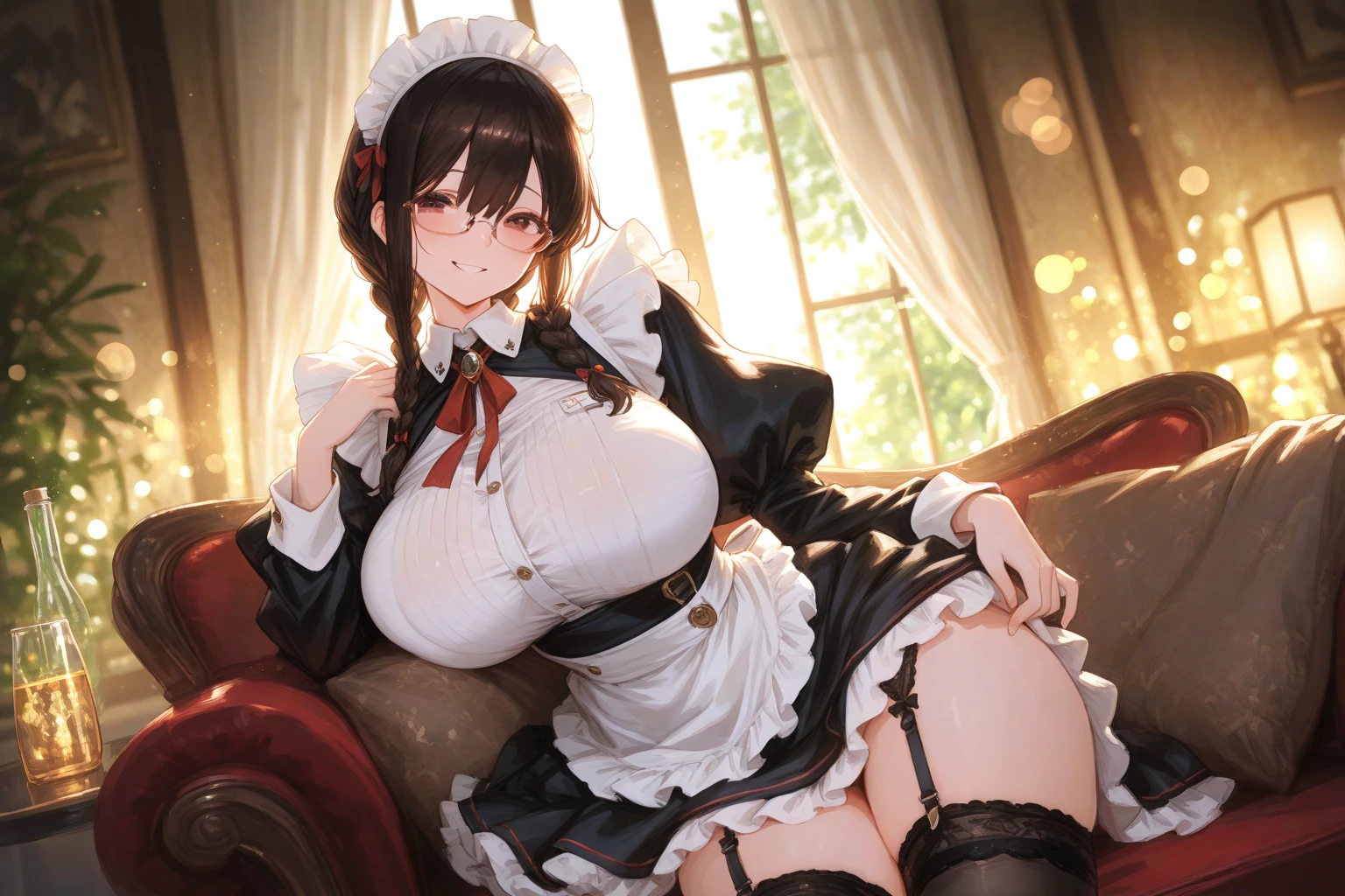 nsfw, (highly detailed beautiful face and eyes:1.2), (((lying))), 1girl, solo, huge breasts, (lift shirt:1.5), (show off breasts:1.5), (spread legs, knees up), (maid apron), from below, (white pantie, lift skirt, pantie shot, blush), (blushing:1.6), (town overview), detailed landscape, (best quality,masterpiece:1.2), intricate details, extremely detailed,8k resolution, natural lighting,