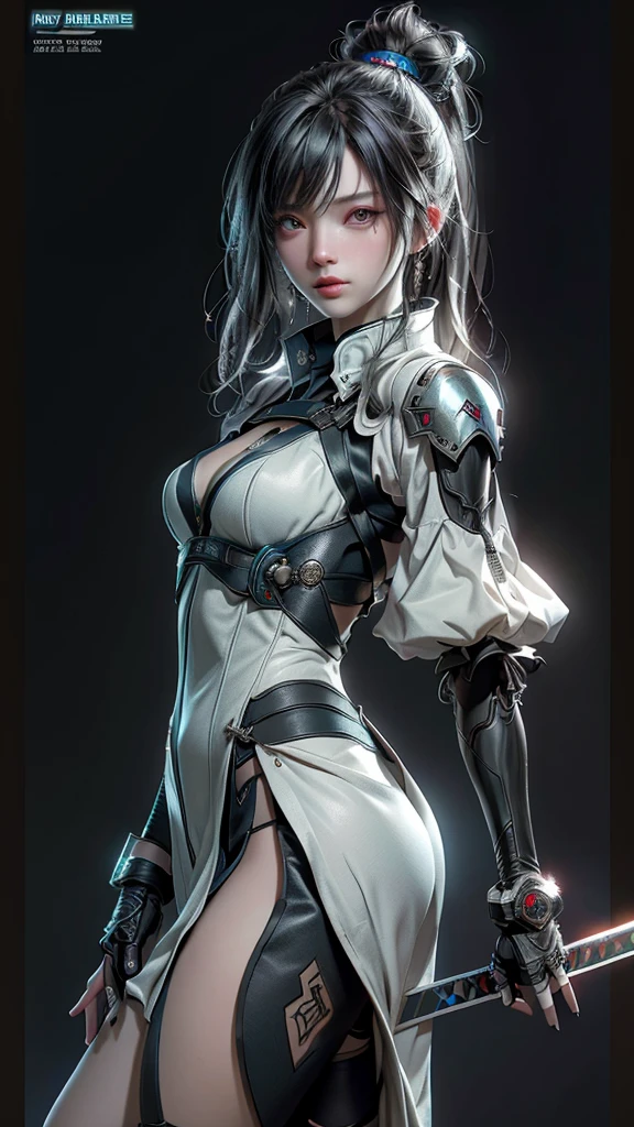 ((best qualtiy)), ((tmasterpiece)), (the detail:1.4), 3D, A beautiful cyberpunk female image,HDR(HighDynamicRange)Oversized breasts,,Ray traching,NVIDIA RTX,Super-Resolution,Unreal 5,Subsurface scattering、PBR Texture、post-proces、Anisotropy Filtering、depth of fields、maximum definition and sharpness、Many-Layer Textures、Albedo e mapas Speculares、Surface Coloring、Accurate simulation of light-material interactions、perfectly proportions、Octane Render、Two-colored light、largeaperture、Low ISO、White balance、the rule of thirds、8K RAW、