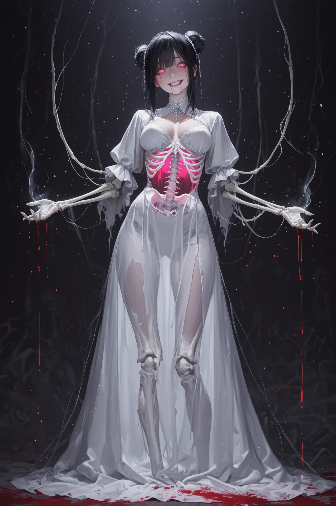 (best quality,4k,8k,highres,masterpiece:1.2),ultra-detailed,(realistic,photorealistic,photo-realistic:1.37),girl,beautiful detailed eyes,,gorgeous,pink messy hair ,long satin dress,harem girl,white roses bouquet,breathtaking scenery,romantic atmosphere,delicate touch of sunlight,glowing candles,splendid chandelier,whispering wind,faint fragrance of flowers,touch of elegance and charm,emotional connection,passionate love,kissing,captivating moment,surrounded by loved ones,joyful celebration,happiness and bliss,memorable occasion,eternal love,beyond words,fairytale-like,unforgettable memories,forever in their hearts, (gagged:1.4),(blindfold:1.3)