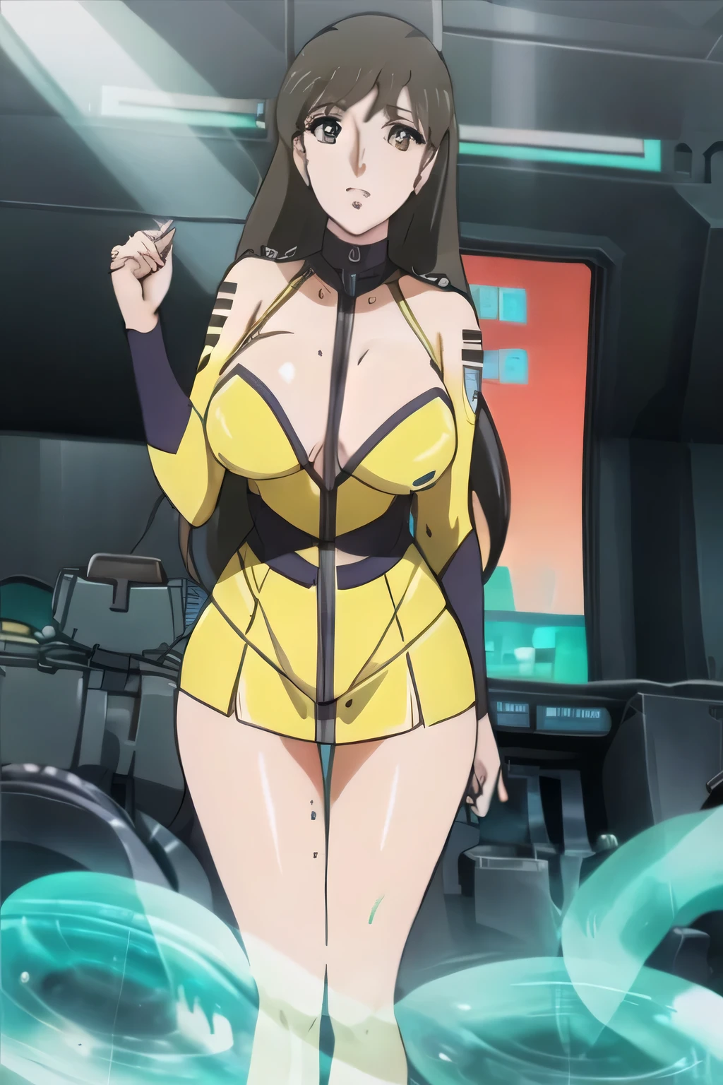 Gwen Tennyson the busty woman from Ben 10 looking like a hot babe,gourgeous goddess,beautifull,cute face with a large,curvy voluptuous body, massive breasts, thick thighs wearing revealing clothing