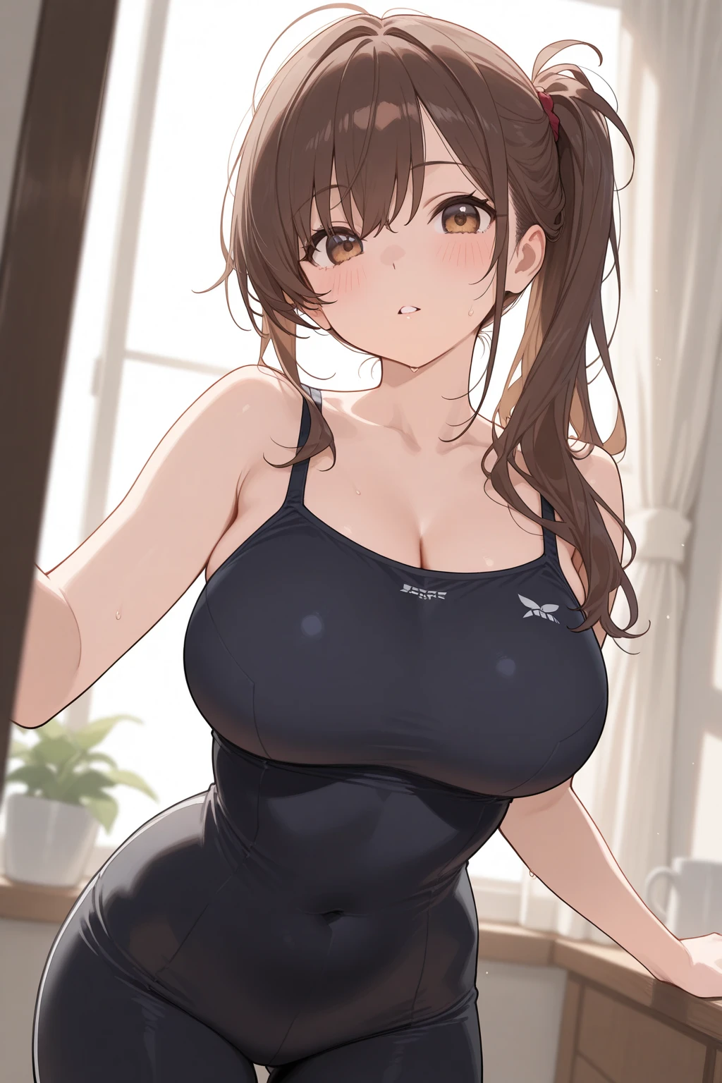 kurokoshirai, kuroko shirai, Brown Hair, Long Hair, (Parted bangs:1.5), (Brown eyes:1.7), Ringlet, Twin tails, hair bow, bow, red bow, (Big Breasts:1.5),
break,Detailed gym clothes:1.2、Twin tails、
break looking at viewer, whole body,
Bedroom with pink light source:1.3、
break (masterpiece:1.2), highest quality, High resolution, unity 8k wallpaper, (shape:0.8), (Beautiful and beautiful eyes:1.6), Highly detailed face, Perfect lighting, Highly detailed CG, (Perfect hands, Perfect Anatomy),blush:1.3、Sweat on the face:1.5、still、Grinning mouth、Sweaty、whole body像:1.3、Hollow Eyes