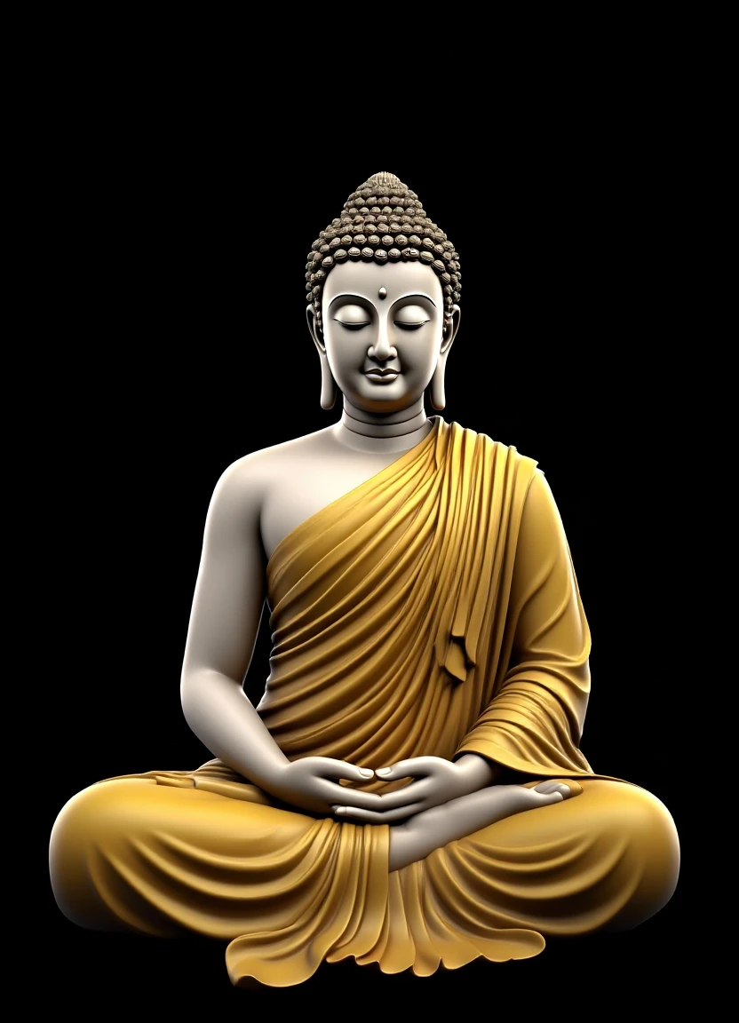 The Buddha statue sits in the lotus position,There is light in the background, floating in a powerful zen state, Buddhism, a Buddhist Buddha, tithi luadthong, Serene expression, enlightening. Intricate, Spiritual enlightenment, Buddhist, On the road to enlightenment, samsara, sitting on a lotus flower, Buddha, Beautiful depiction, On the road to enlightenment, enlightening, The Hindu phase of meditation
