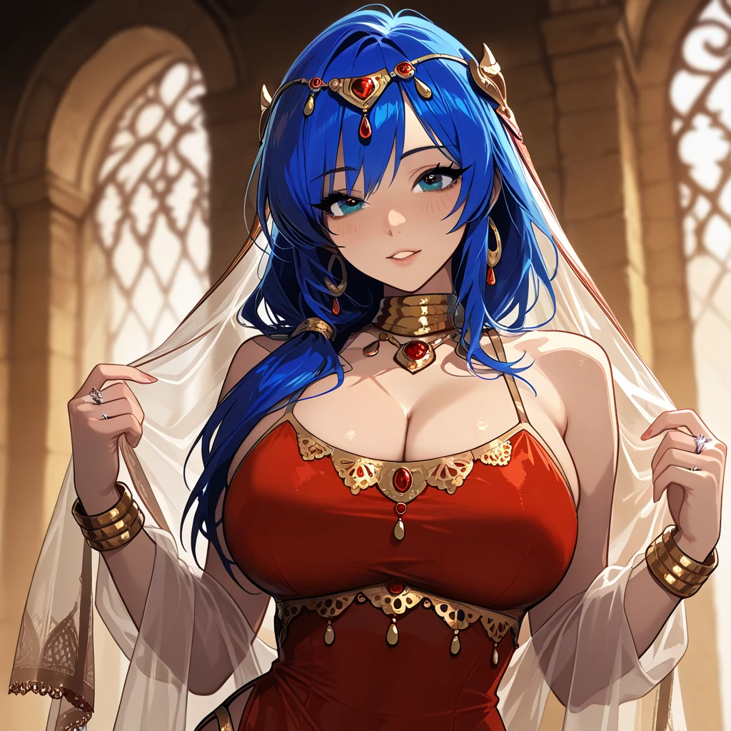 queenofsheba, <lora:queenofsheba-lora-nochekaiser:1>, 
queen of sheba, animal ears, aqua eyes, dark skin, dark-skinned female, forehead jewel, gem, jackal ears, purple hair,
BREAK bridal gauntlets, circlet, egyptian clothes, head chain,
BREAK looking at viewer,
BREAK outdoors, sand, dessert,
BREAK <lyco:GoodHands-beta2:1>, (masterpiece:1.2), best quality, high resolution, unity 8k wallpaper, (illustration:0.8), (beautiful detailed eyes:1.6), extremely detailed face, perfect lighting, extremely detailed CG, (perfect hands, perfect anatomy),