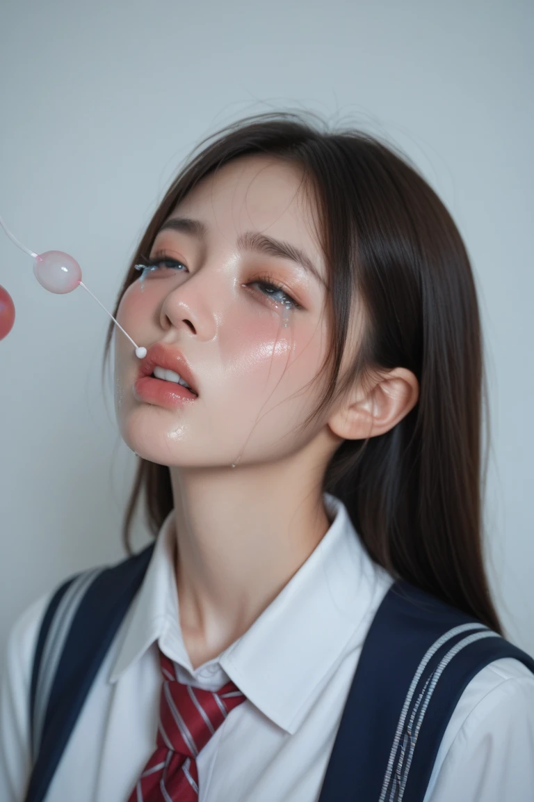 High resolution、masterpiece、(Mature women)、40s、Eyes closed、(Volleyball uniform)、I can see your belly、(She is giving a blowjob to an erect penis)、((Erect penis squirts a lot of sperm all over my face))、Big Breasts、Sweat、