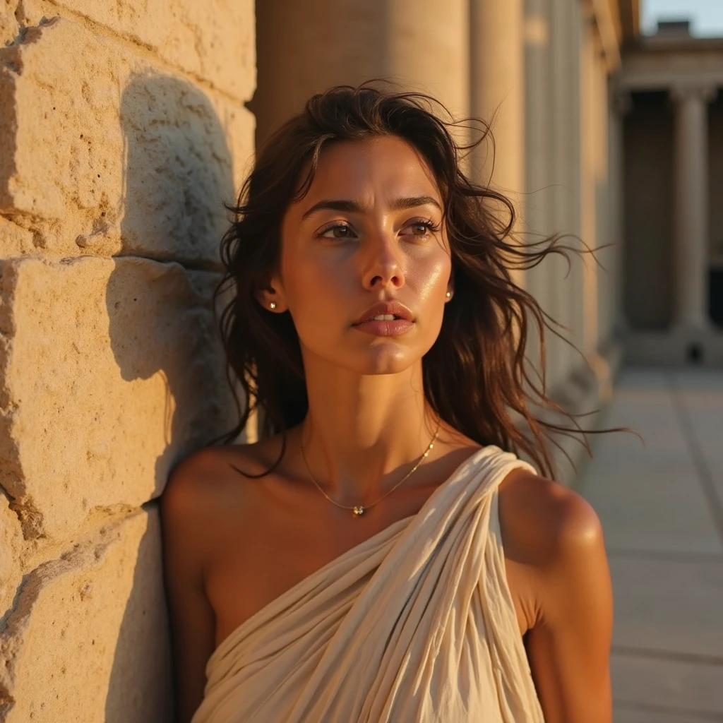 photo of a college student, in Desert Color Coarse Linen Pink,Desert Color Coarse Linen, (freckles:0.8) cute face, sci-fi, dystopian, detailed eyes, Heterochromia eyes（（Side view））（Lunar soil）((a beautiful fantasy empress))