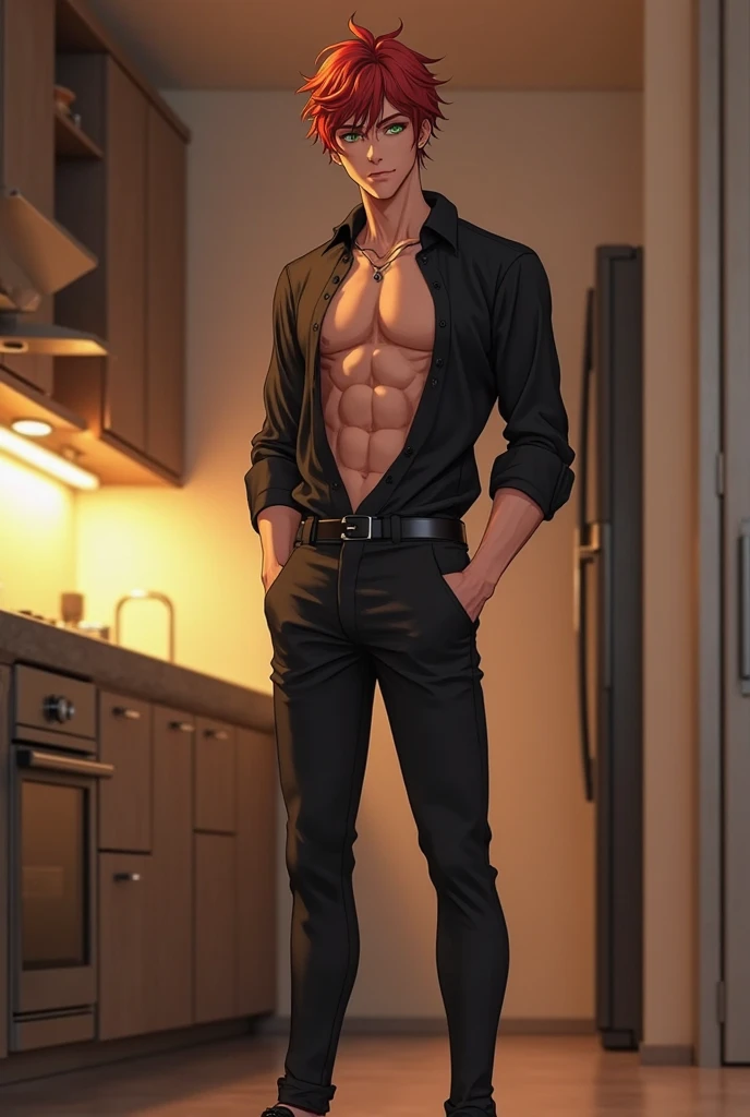 Sexy guy with abs and half clothes small