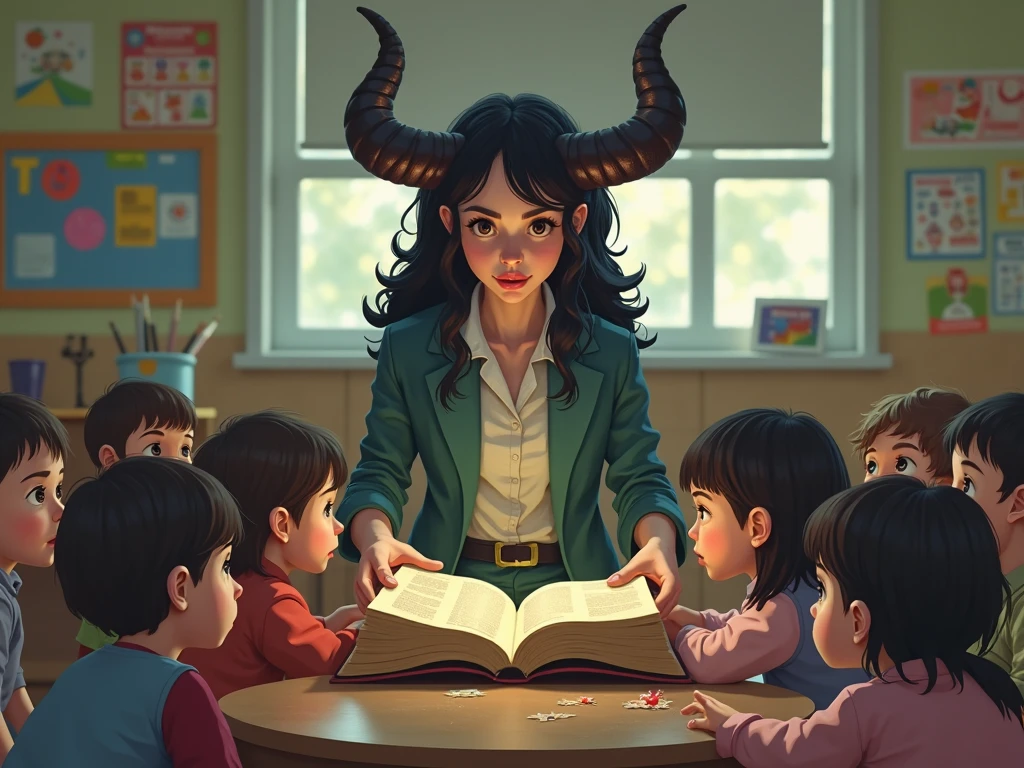 ((Woman)), ((Mommy)), Excited, ((Curly Long Hair)), ((Demon Girl)), Sexy, ((Succubus)), Goth, Submissive, Room, Secretary, Books, Romantic, Night, HD, High Resolution, 4K