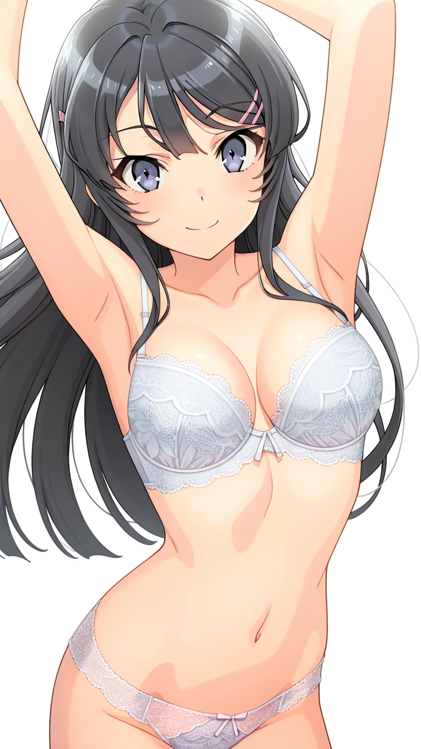  ((2 girls:1.0)), (Yuigahama Yui shapely breasts),(Yukinoshita Yukino)pin up,light blue lace underwear,pink lace panties,Ribbon on panties,belly button,thighs,knees,front,looking at camera,(high angle),smile,Panoramic view of the head,beautiful eyes