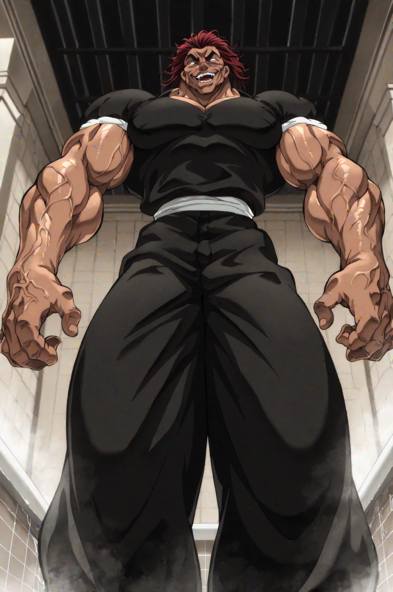 Hünkel,bandage,Silver Hair,Hulk-like body,18-year-old boy,Huge penis,((Being pinned down by black tentacles)),Open your arms wide and clench your fists,Open your mouth wide,Wide, unfocused eyes,Many protruding veins,((Countless black tentacles attack from behind,Tentacles pierce the chest)),Full body images,Painful expression,Black undershirt,Huge erect penis,A lot of sweat, tears, drool and semen,In the middle of the Colosseum,Gives off an evil aura,3boys,Show strength