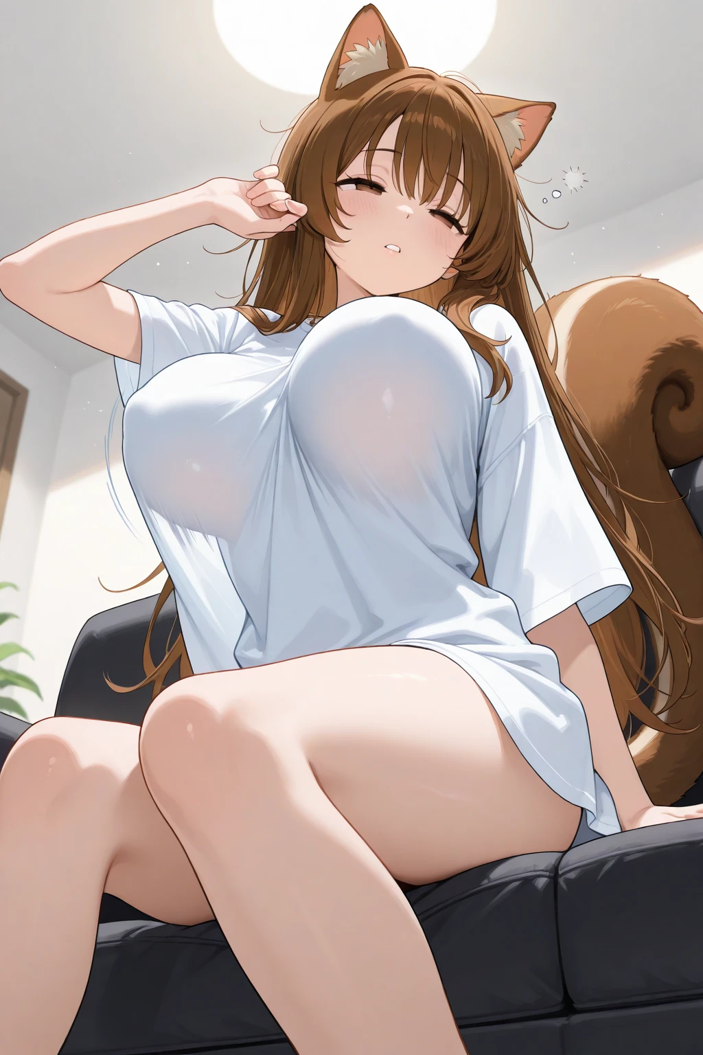 Highest quality、masterpiece、Big Breasts、Small waist、Brown Hair、blue eyes、Long Hair、?????、Health Room、nsfw、vaginale,???、1boy、?????、seductive smile