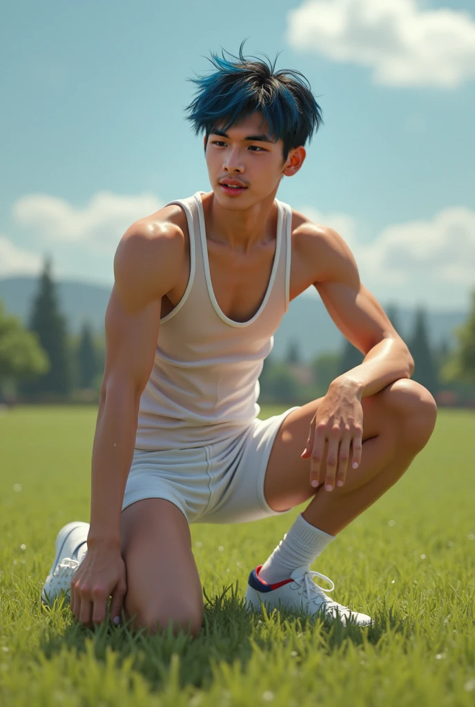 Change background football ground handsome boy, realistic face,8k, ultra realistic