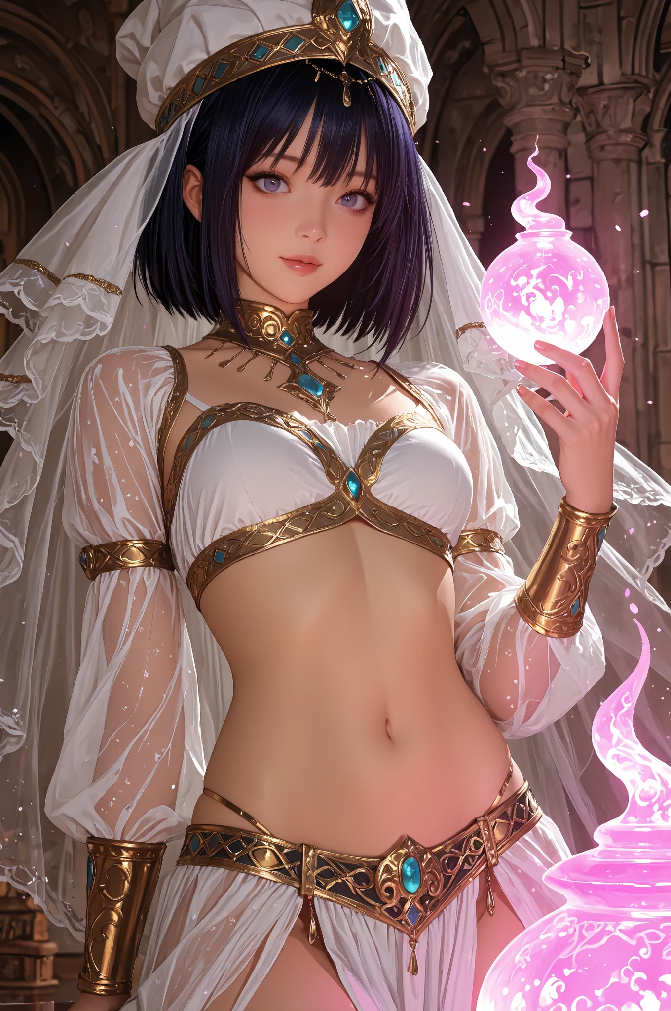 (piece of master), (alta qualidade), ((duas mulheres)), (pele perfeita), perfectly proportions, wearing translucent, flowing robes, finds itself in a paradisiacal bar immersed in soft lights.-( Clothes:Suas roupas devem ser feitas com luz (translucent), ((translucent fabric), roupas de ninfas, deusas ninfas.) , sexy, , (observe os mamilos), (Poses: sentados um em frente ao outro, sentado em uma mesa de bar, copos e garrafas de vinho fino, Wine), (Ambiente: festivo, Friends Reunion, calm and peaceful), (The lighting: luz espacial, luz colorida,), (prix: the bottom of the price shows outer space, estrelas pontilhadas, apenas colunas , sem paredes.)(short hair), (rainbow hair) , (tipo, complicit look),(efeito tyndall),(etherial lighting)