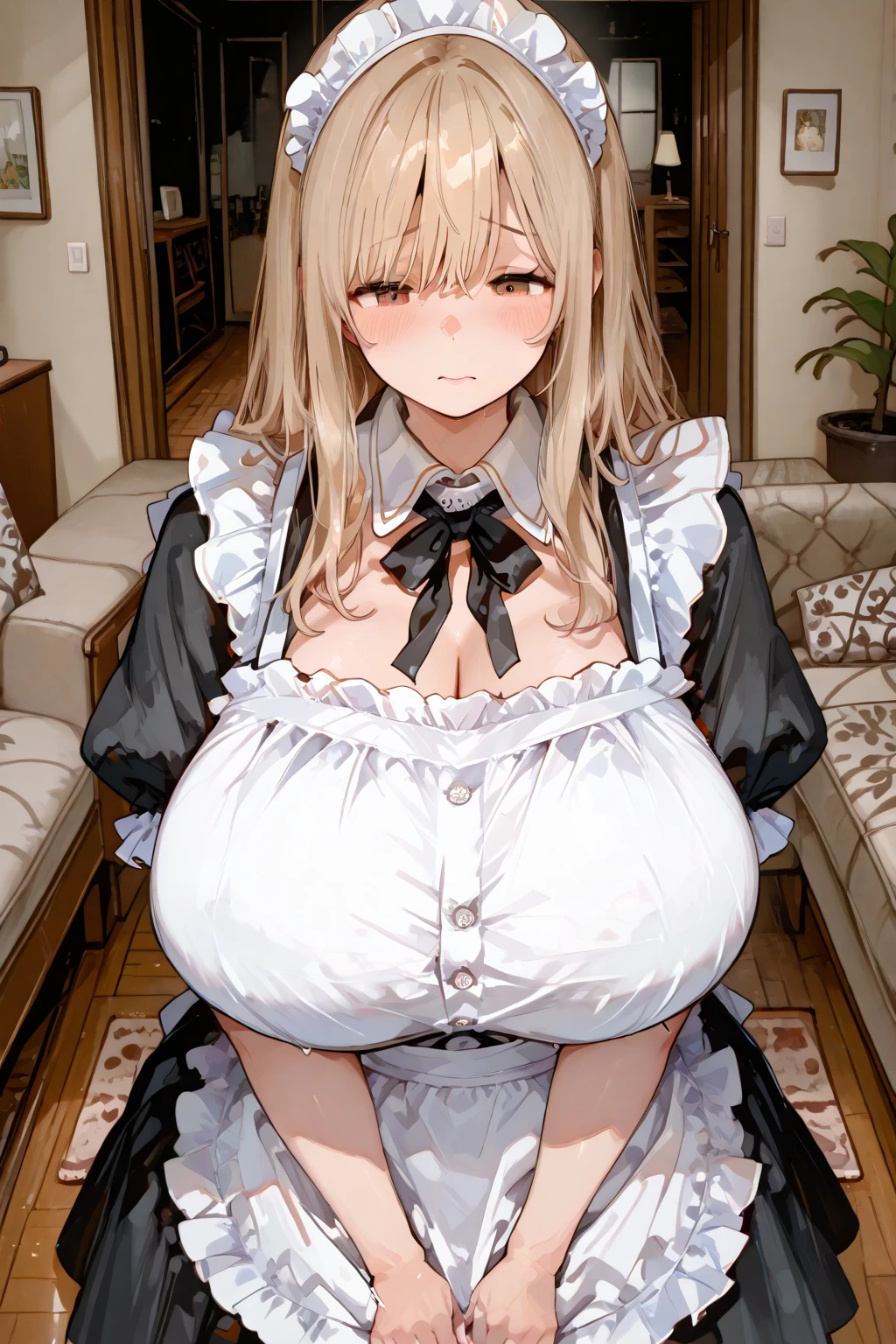 Cute little beautiful girl、Young face、Big Breasts、(Sad crying face despair blush:1.3)、Beautiful Eyes、Brown skin、Braid、Frills、Lift up your skirt、