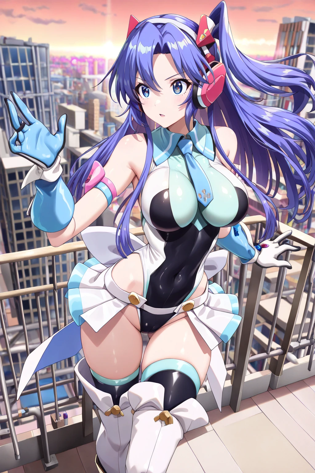 (shylily/(Twich/):1.5),(masterpiece:1.2),(best quality:1.2),Heavy rain,Gorgeous high heels,Underwater,grabbing breast,Beautiful high ponytail hairstyle,Beautiful eyes and face,realistically,Super detailed,a beautiful girl,blue sky,Glowing white particles,Long and straight hair, sexy facial expression, , Dynamic Hair, , Long black socks, Pale skin, Hair accessories, Epic Landscapes,Dead,Bare shoulders, White stockings, Headband, Large Breasts,Gorgeous high heels,,slim,cute big ass,Grinning,((Smile and open your eyes)),landscape,Long and straight hair, sexy facial expression, buliding, (city View:1.7), Dynamic Hair, Long and straight hair, , (blue pleated shirt+White skirt), Long white socks, Pale skin, Hair accessories, Epic Landscapes,Dead