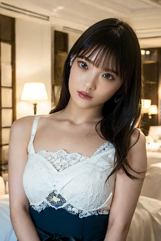 best quality, face focus, soft light, ultra high res, (photorealistic:1.4), RAW photo,
1japanese girl, solo, cute, (pupil, lights in the eyes),  detailed beautiful face, (small ),(high resolution detail of human skin texture),
(long hair),
indoor,
Damask Shirt Dress,
(portrait)