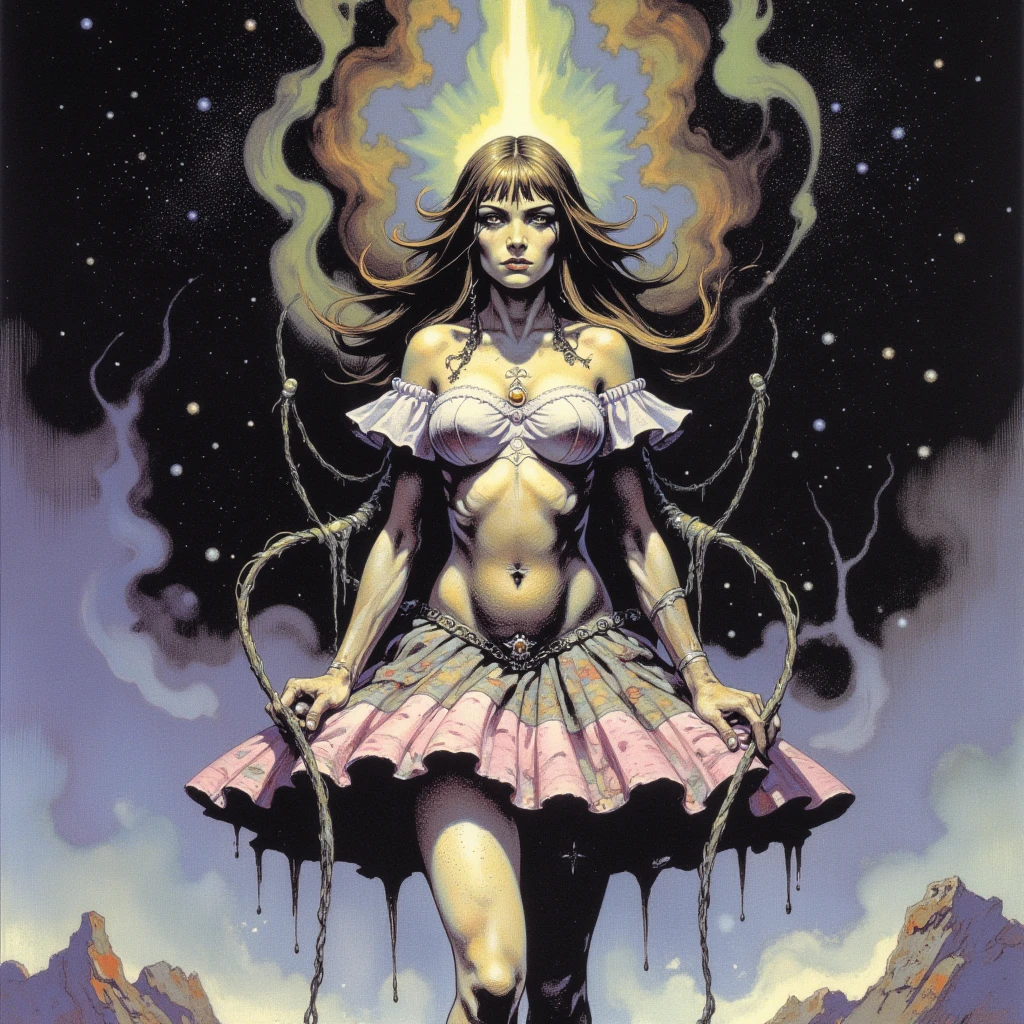 taokaka,,huge breast, , female,fantasy goddess,there is a cartoon picture of a woman with a very large breast, glowing angelic being, glowing holy aura, inspired by Luma Rouge, the non-binary deity of spring, ethereal rainbow nimbus, the butterfly goddess of fire, inspired by Marie Angel, glowing aura around her, astral fairy, as the goddess of the sun, “uwu the prismatic person, big breast, happy, beautiful eyes, , full body, walking, long robe, long dre, catgirlss,, priestess ,holy, smile, long dress, brown hair, female,red eyes, black robe with stars symbolism, full body, flipflops,(best quality,4k,8k,highres,masterpiece:1.2),ultra-detailed,(:1.37),black robe with blue stars simbolism, girl with queen crown,beautiful detailed eyes,beautiful detailed lips,extremely detailed eyes and face,longeyelashes,golden crown adorned with diamonds,glowing blue stars on the robe,glittering pearls entwined in hair,royal purple backdrop,sparkling tiara,rich textures and fabrics,regal posture,confident expression,majestic aura,ethereal lighting,hauntingly beautiful atmosphere,elegant and magical,enchanted garden in the background,floating golden particles,subtle reflections on the crown,sublime tranquility,depth and mystery,sophisticated and regal,impeccable attention to detail,captivating and enchanting,ethereal and divine,fantasy-inspired artwork,dreamlike and surreal,celestial beauty and elegance,dark and mysterious,royal and majestic vibes,meticulous craftsmanship,vivid colors,whimsical and otherworldly., pants,sharpteeth ,black hair, cat ears, full body, smile, darkskinned-female, black hair, pants, caucasiene facial features, dark hair