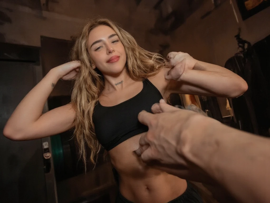 (masterpiece, best quality:1.2), casal hetero, 1 mulher e 1 homem, fitness body, mulher empinando a bunda, bubble butt, homem por trás da mulher, encoxando a mulher, homem careca com barba baixa bem feita