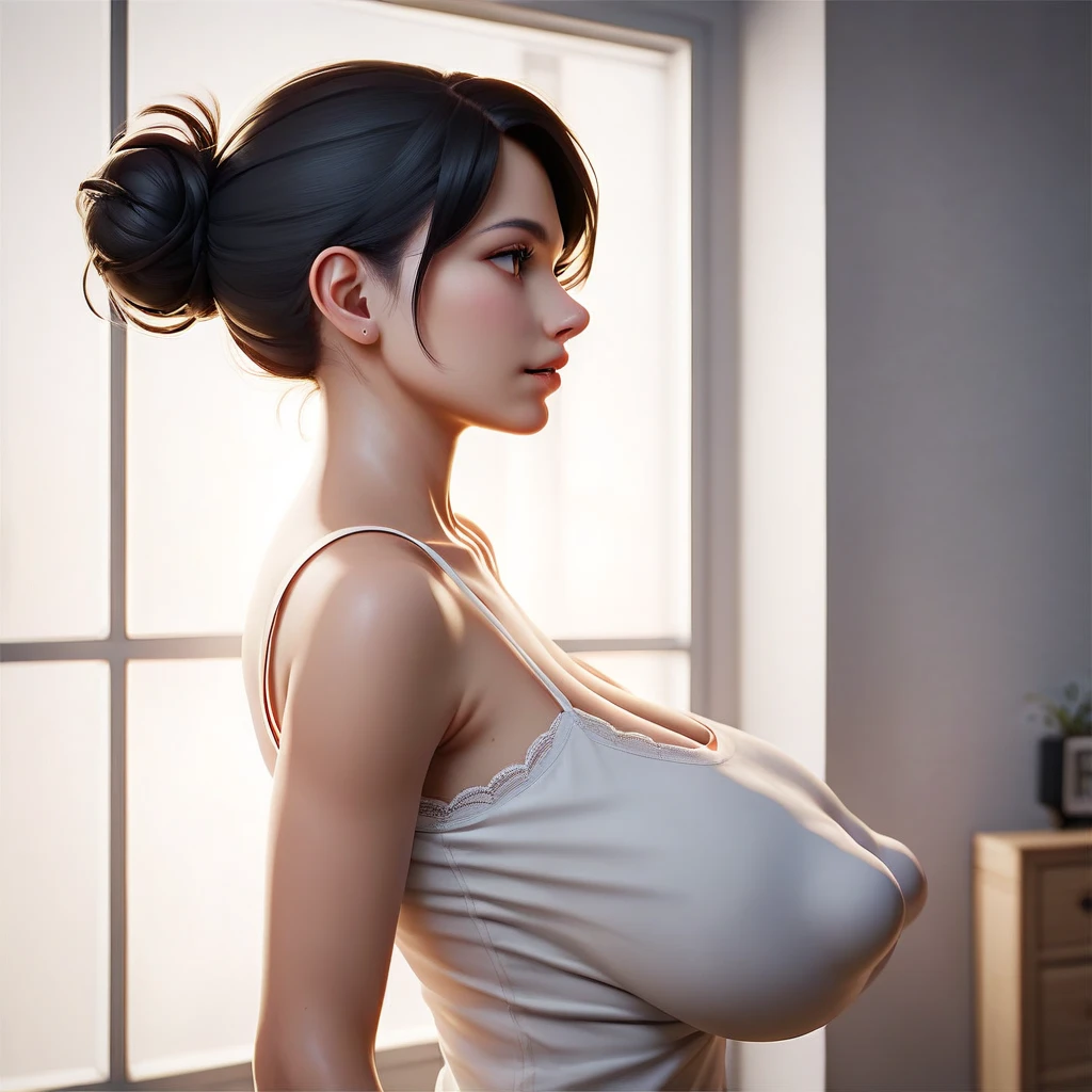 (UHD, retina, masterpiece, award-winning, accurate, anatomically correct, textured skin, super detail, high details, high quality, best quality, high res, 1080P, HD, 4K, 8k, 16k, 32k), (beautiful detailed blue eyes, beautiful detailed lips, extremely detailed eyes and face), studio lighting, (physically-based rendering), vivid colors, (huge breasts, slim waist), ((wearing arousing tight short sleeve crop top, cleavage)), medium shot, side swept bangs, shiny black French braid, very shiny skin, blush, (bokeh), eye reflection,, dark atmosphere, ultra detailed skin texture, freckles, tattoos, sharp focus, extreme details, dark tanned skin, soft lights, (massive breasts), (perfect eyes)