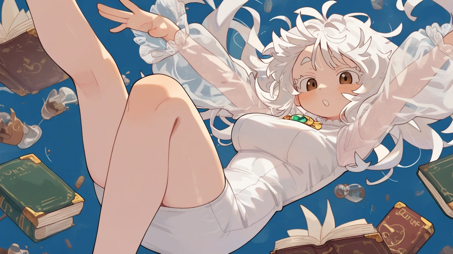 Eri from my hero academia, white shirt, shorts, full body, perfect detailed feet, whole foot.