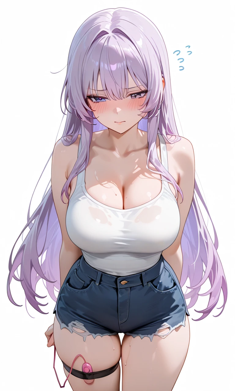 Jibril, (standing straight), blushed, perfect anatomy, detailed eyes, detailed lips, extremely detailed eyes and face, vivid colors, sharp focus, masterpiece:1.2, ultra-detailed, blushed, ((doggystyle)), (solo), sleeveless, fashion.