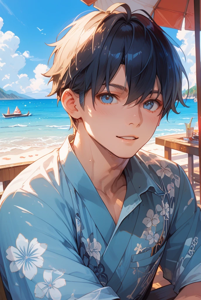 a handsome guy、Serious expression、Cool and beautiful face、Highly Detailed CG Unity 8K Wallpaper, (super masterpiece, Beautiful person, well detailed face polluted smile, It's photorealistic, Hyperrealistic)Cool and handsome face