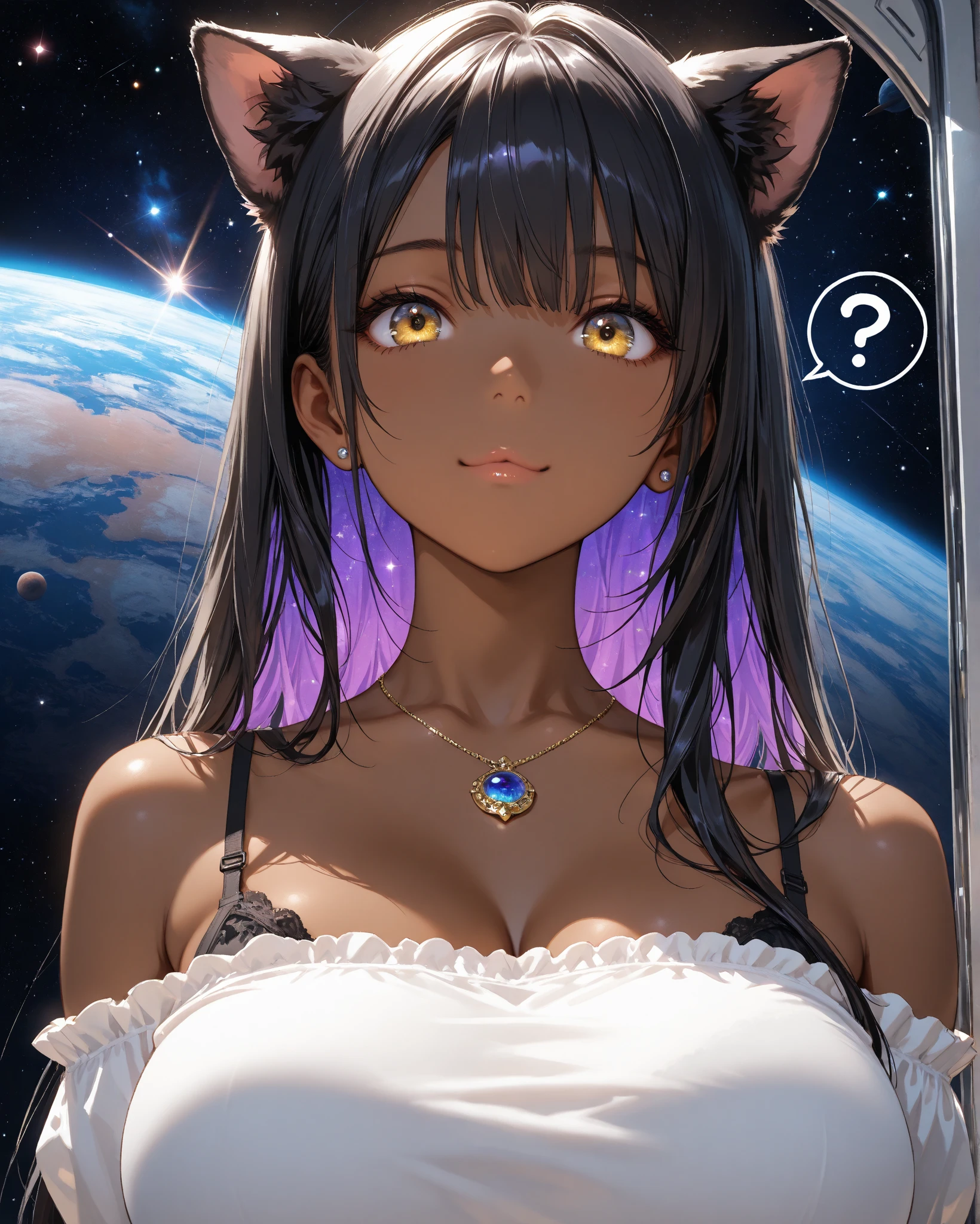 2 girl Anime giantess, giant breasts, gigantic breasts, giantess, masterpiece, best quality, flawless skin, detailed eyes, giga giantess, alien giantess, bigger than planet, , naked, no clothing, long hair, wavy hair, colored hair, pure angelic eyes, biggest breasts, giantess growth, neon glowing fingers, wearing electronic headpiece, giga anime giantess, Seductive, horny, flushed, perfect skin, neon blue and red lights, space in background, much larger than universe, breasts larger than earth, glowing seductive angelic eyes, completely black eyes, neon blue pupils, futuristic, Sitting up straight, Leaning towards the viewer, Multiple girls,