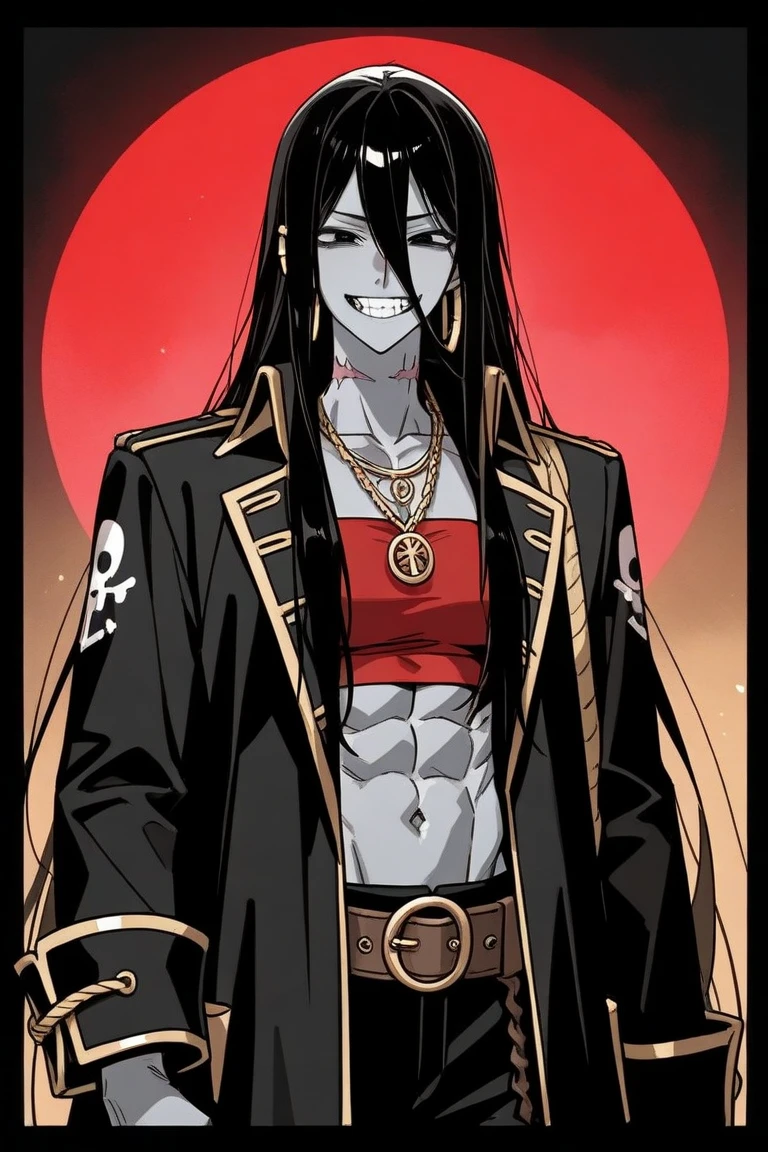 ((mejor calidad)), ((obra maestra)), (detallado),
(Bleach anime Art style), Ichigo kurosaki (final GETSUGA TENSHO) ++(Bleach),Long loose black hair+++,Perfect abdomen+++,Black leather jacket and black trousers+++,Annoying++,Red Eyes+, in first person++.Sitting in a chair++. Tall stature