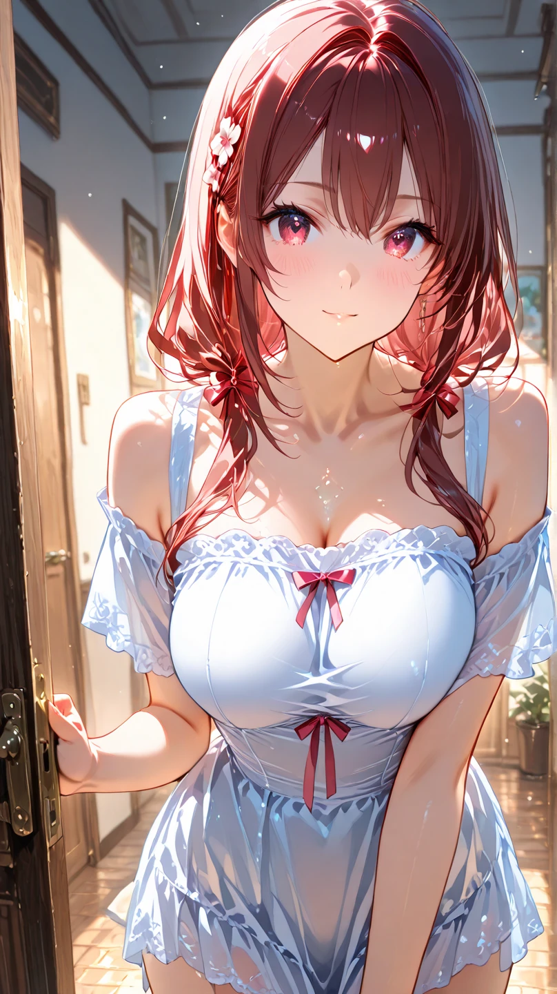 Beautiful, blush on, smile